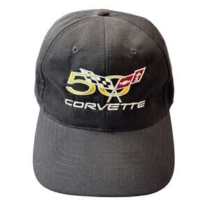 Corvette 50th Anniversary hat adjustable General Motors black OSFA cap